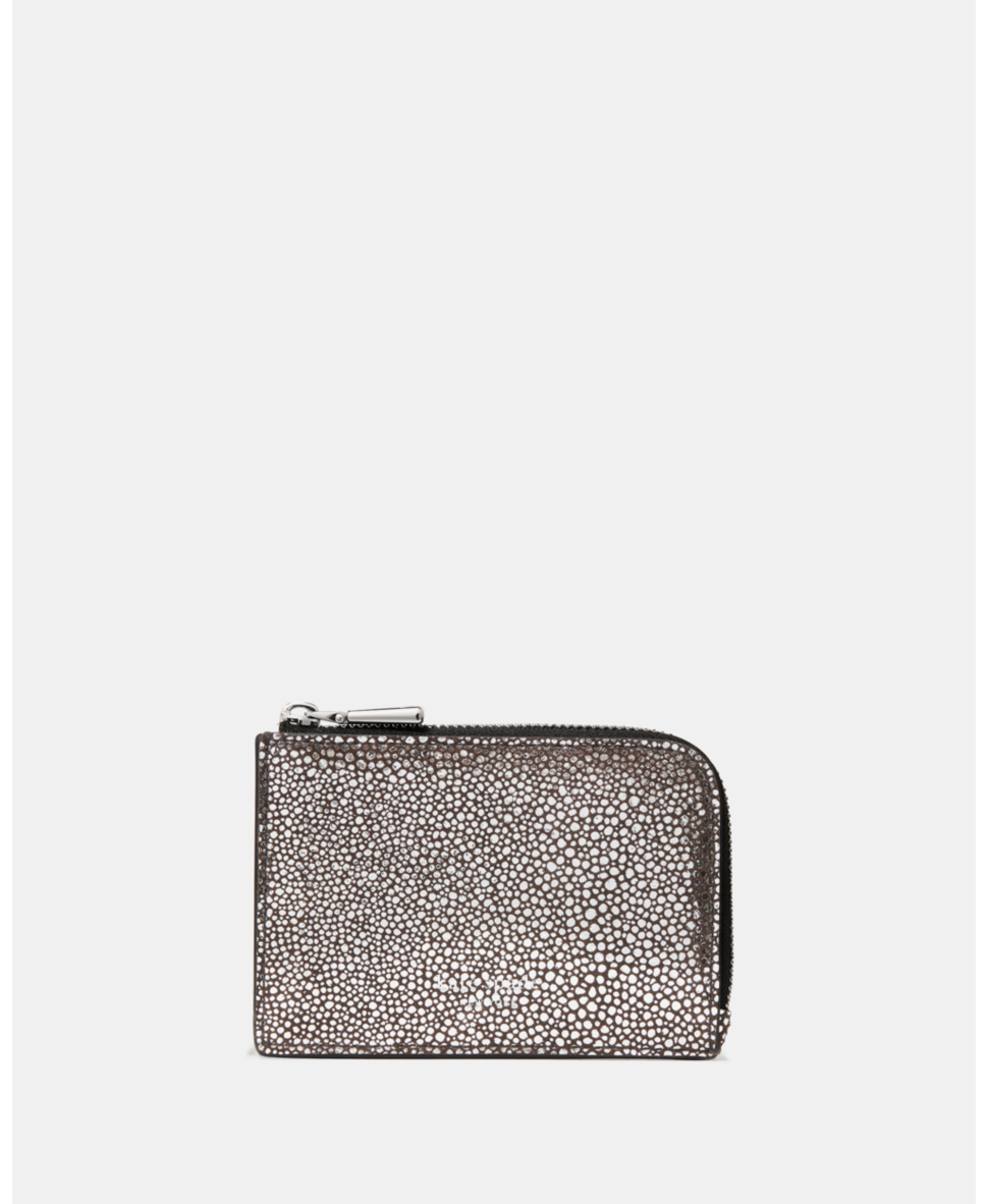 Metallic Dot Suede Mini Zip Card Case