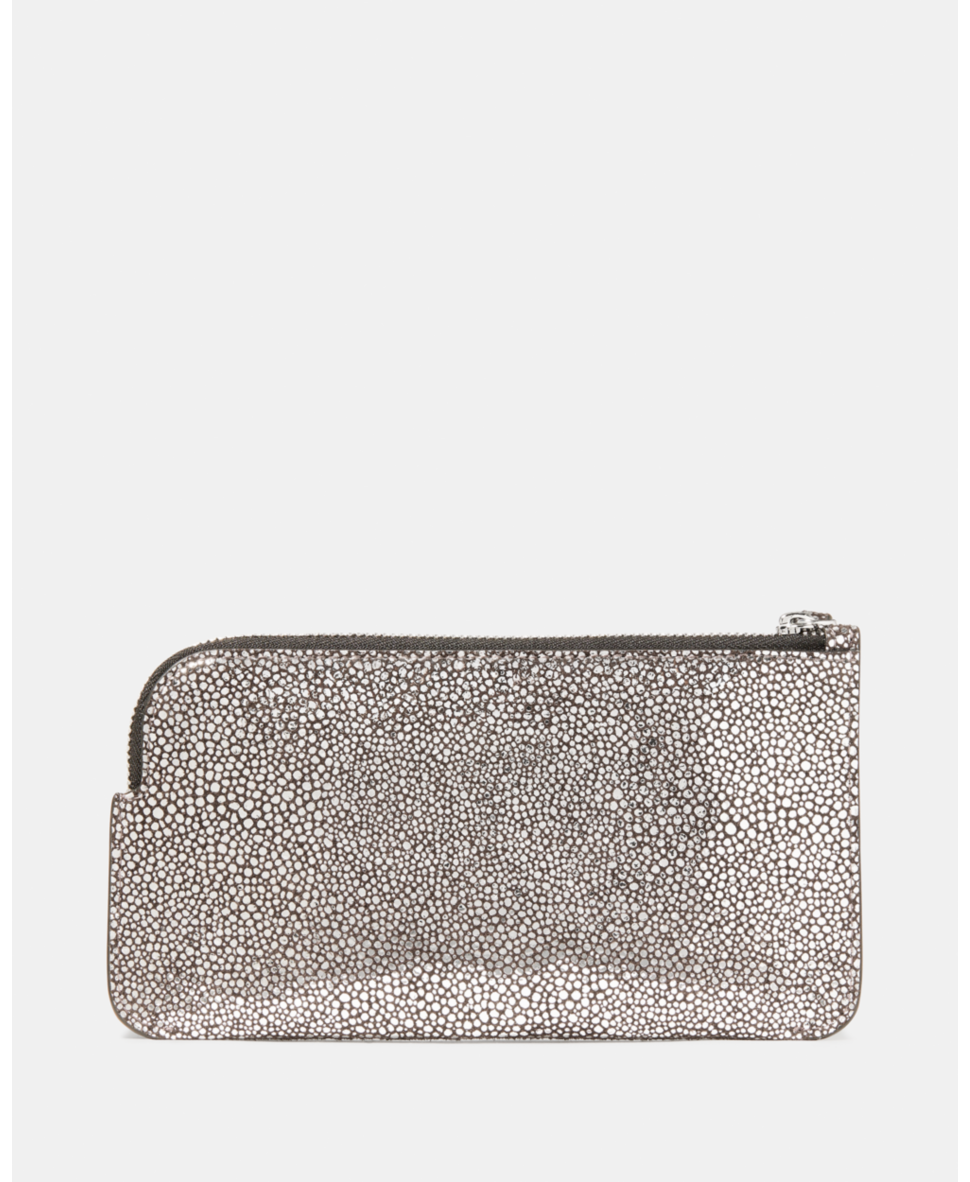 Zippy Metallic Dot Suede Wristlet