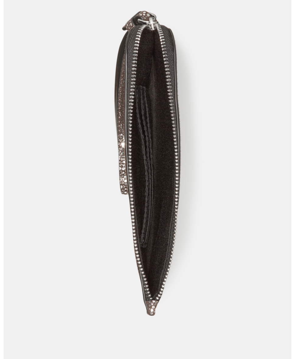 Zippy Metallic Dot Suede Wristlet