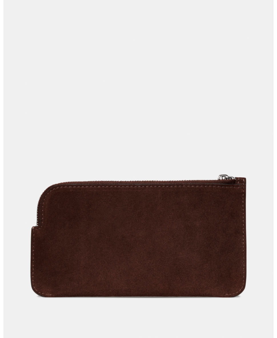 Zippy Suede And Shiny Leather Wristlet
