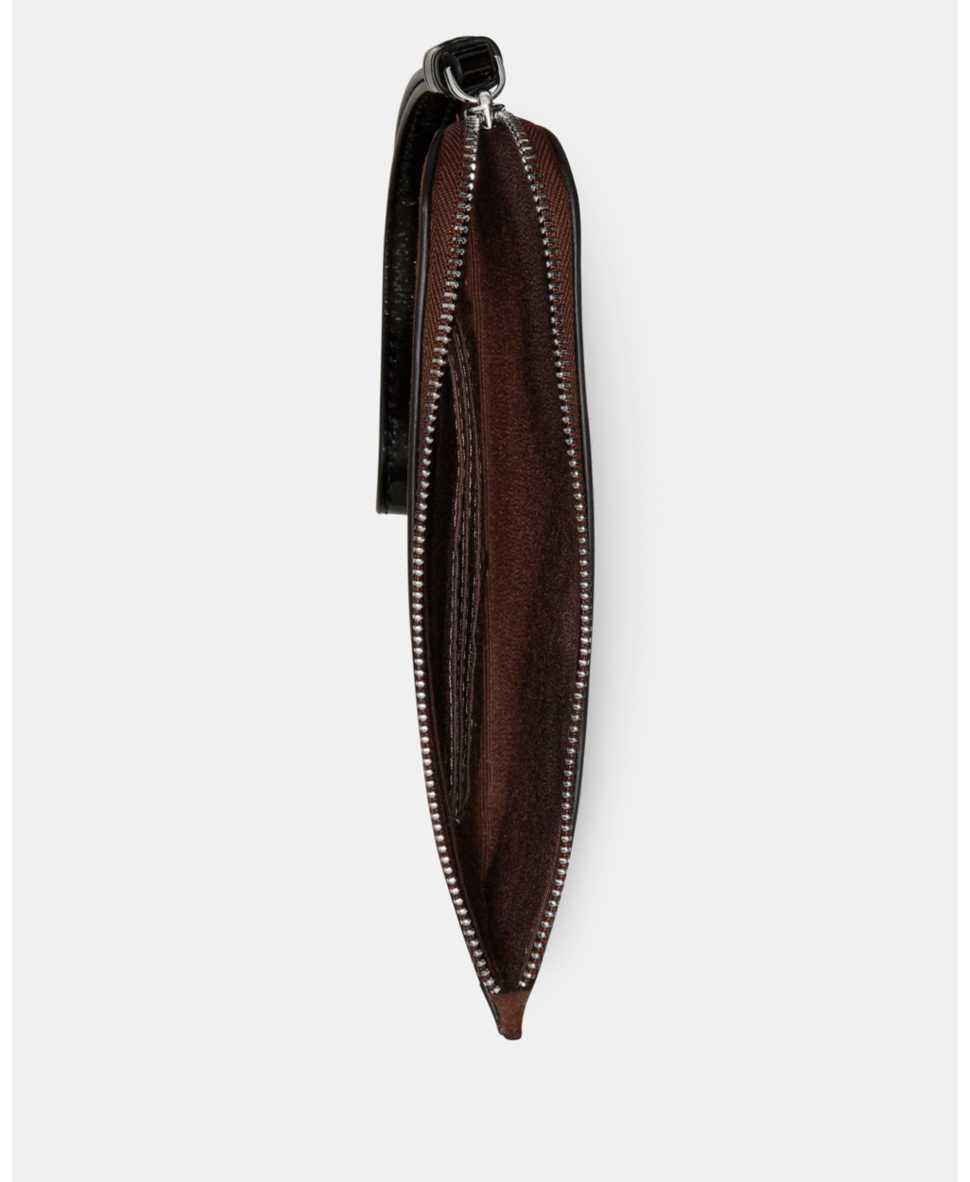 Zippy Suede And Shiny Leather Wristlet