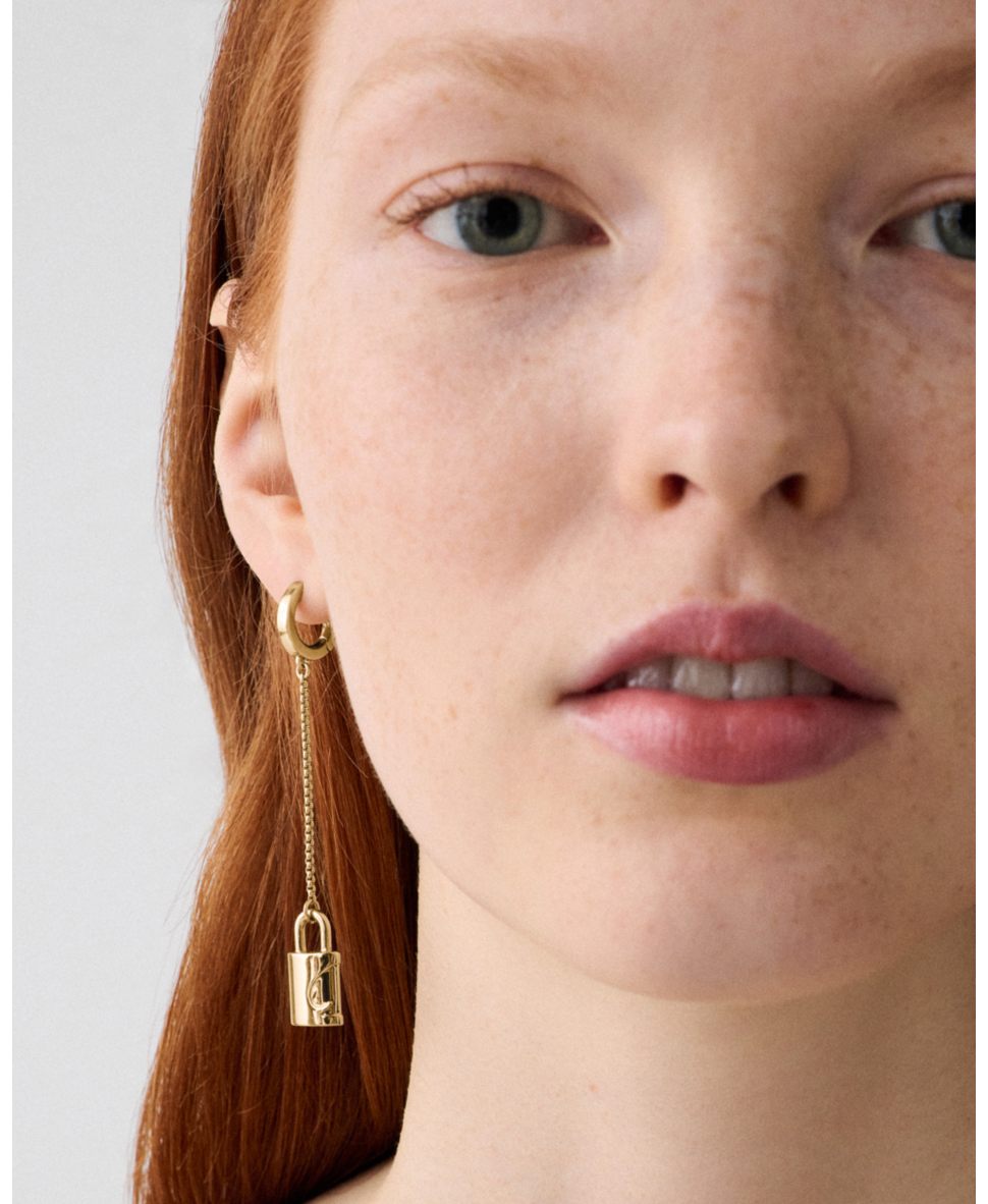 Spade Lock Asymmetrical Linear Earrings