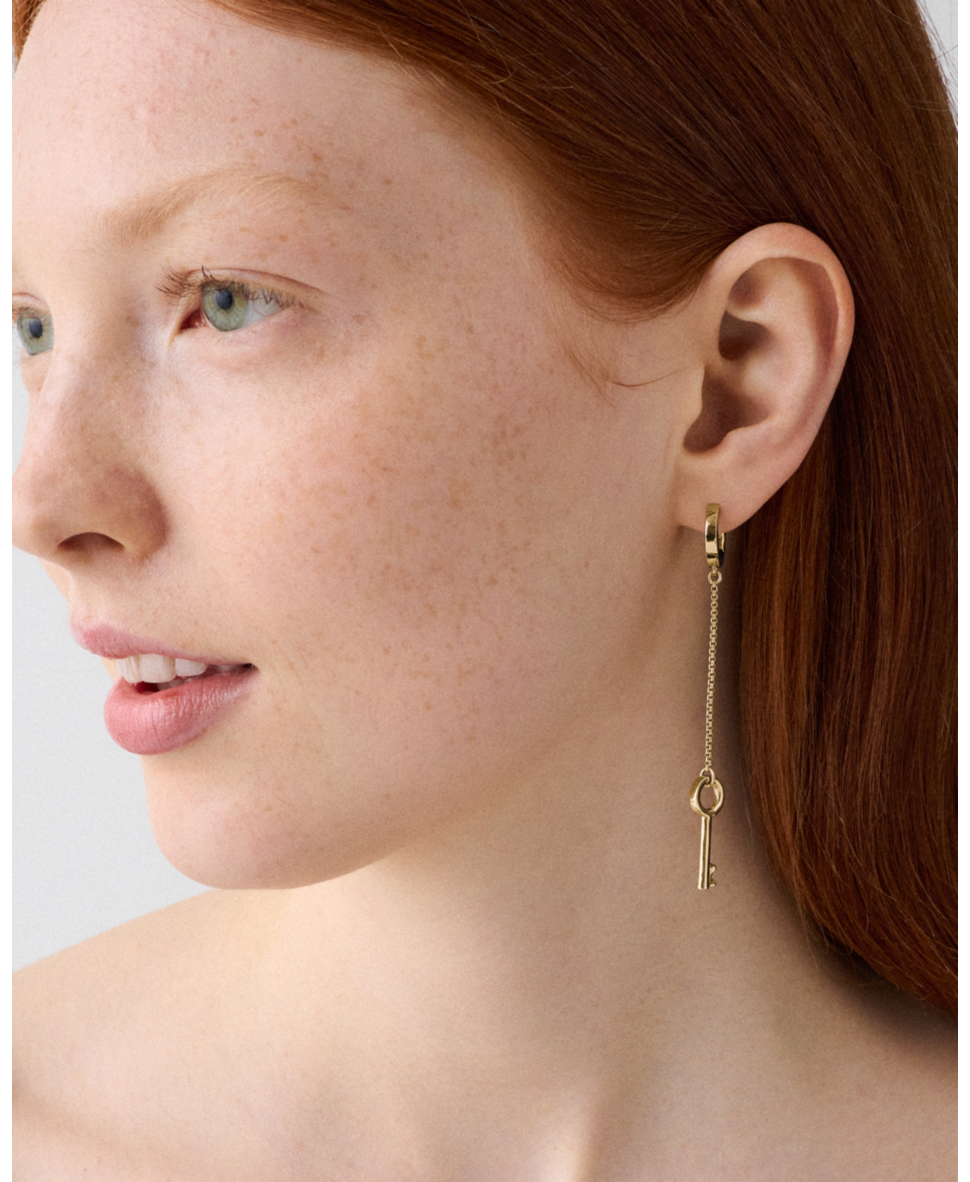 Spade Lock Asymmetrical Linear Earrings