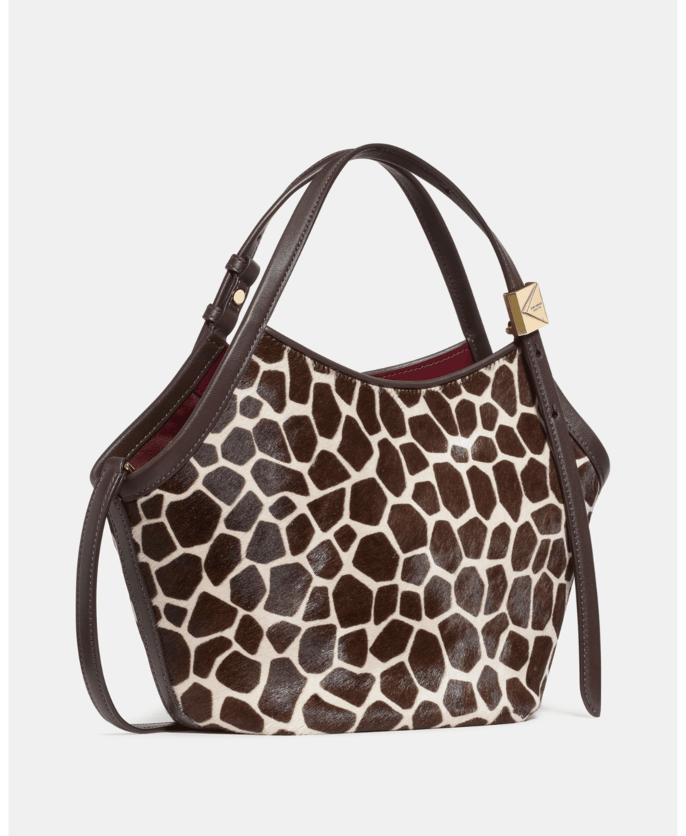 Deco giraffe printed haircalf small tulip tote