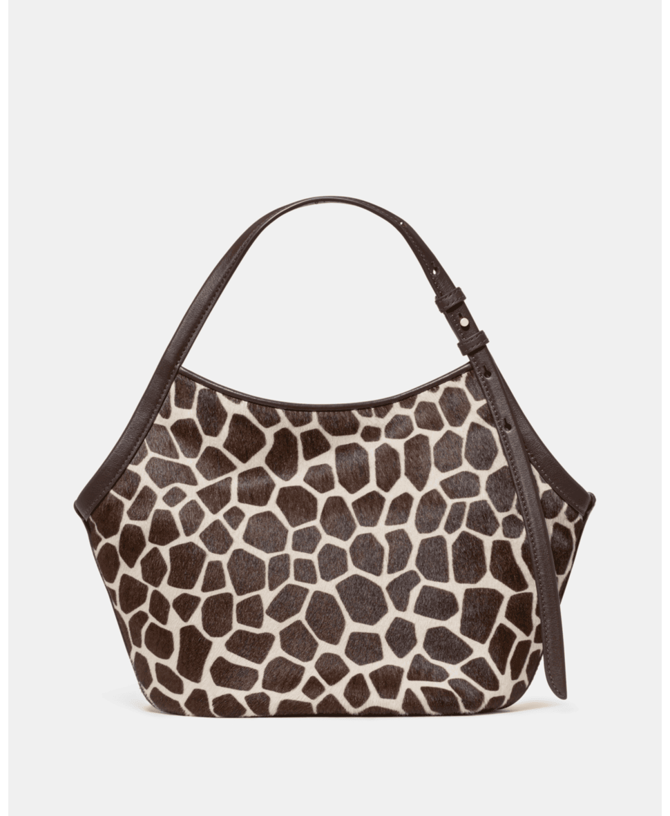 Deco giraffe printed haircalf small tulip tote