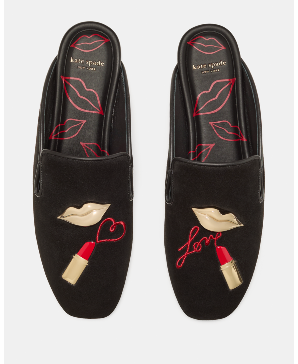 Downtown Lipstick Suede Mule Flat