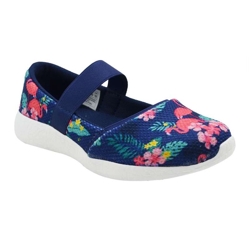 KazarMax Kids Girls Flamingo Printed Ballerinas - Navy Blue