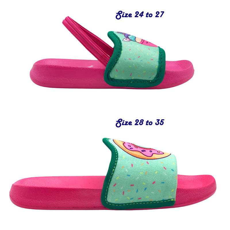 KazarMax Hopits Kids Girls Sea Green Cupcake/Donut Print Flip Flop/Soft, Comfortable, Indoor & Outdoor Slippers