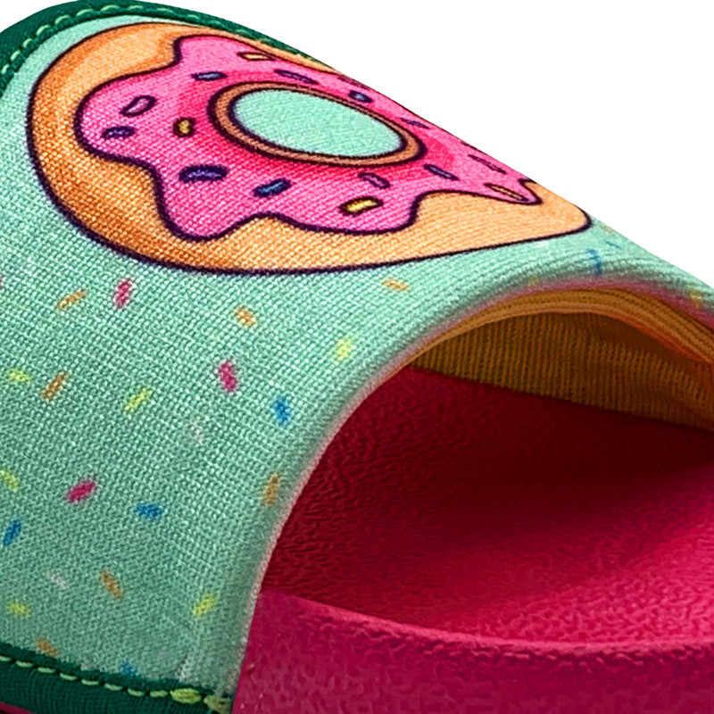 KazarMax Hopits Kids Girls Sea Green Cupcake/Donut Print Flip Flop/Soft, Comfortable, Indoor & Outdoor Slippers