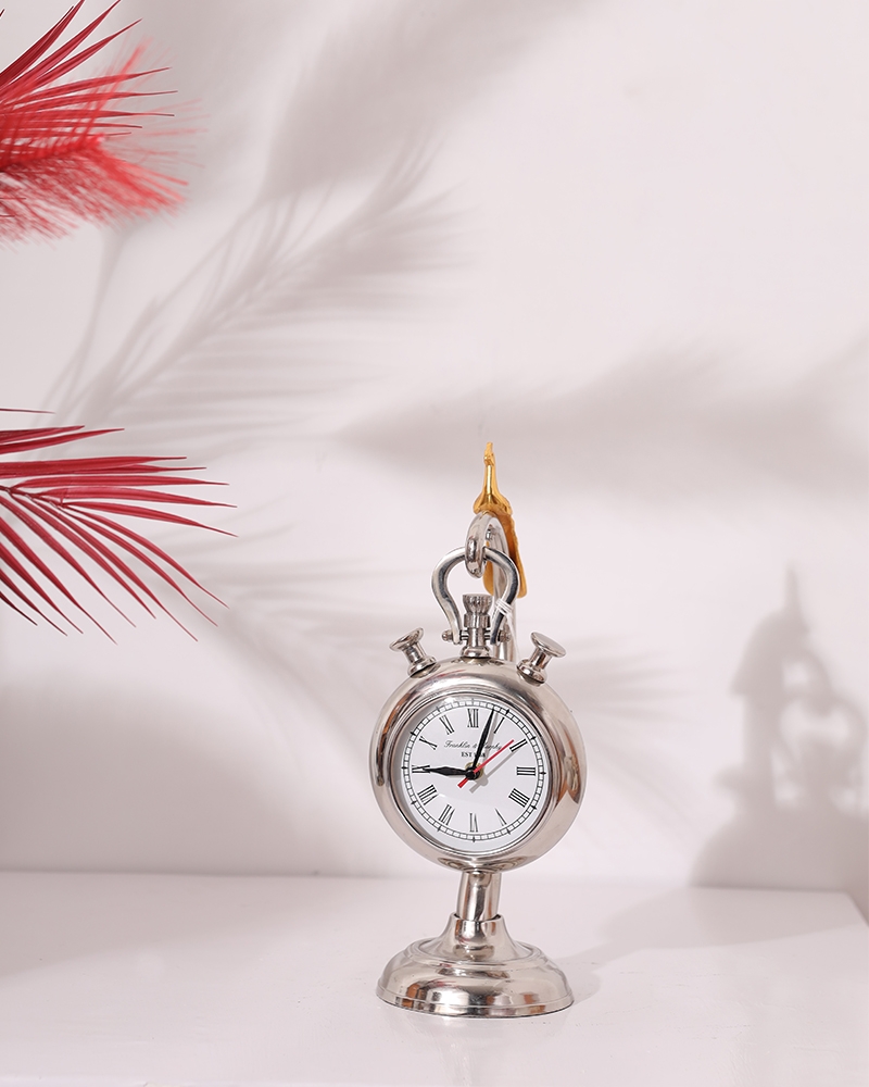Order Happiness | Order Happiness Decorative Small Silver Metal Clock For Home Decor, Living Room, Bed Room & Office 2