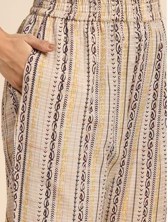 Taupe printed Kurta with Trousers