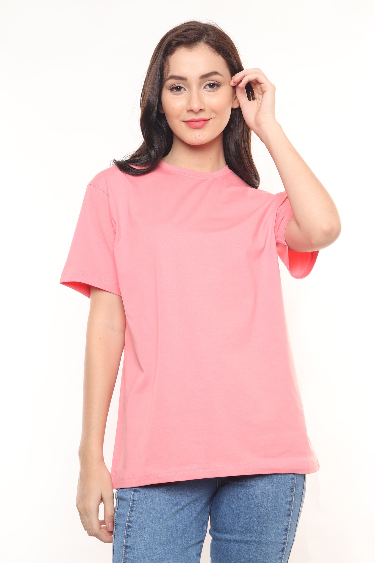 Peach Oversized Cotton Lycra T Shirt