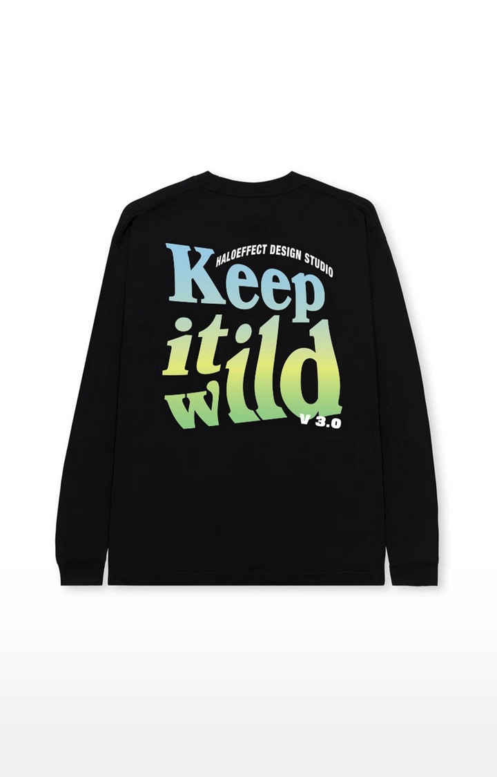 Men's Black Cotton Keep It Wild Regular T-Shirts