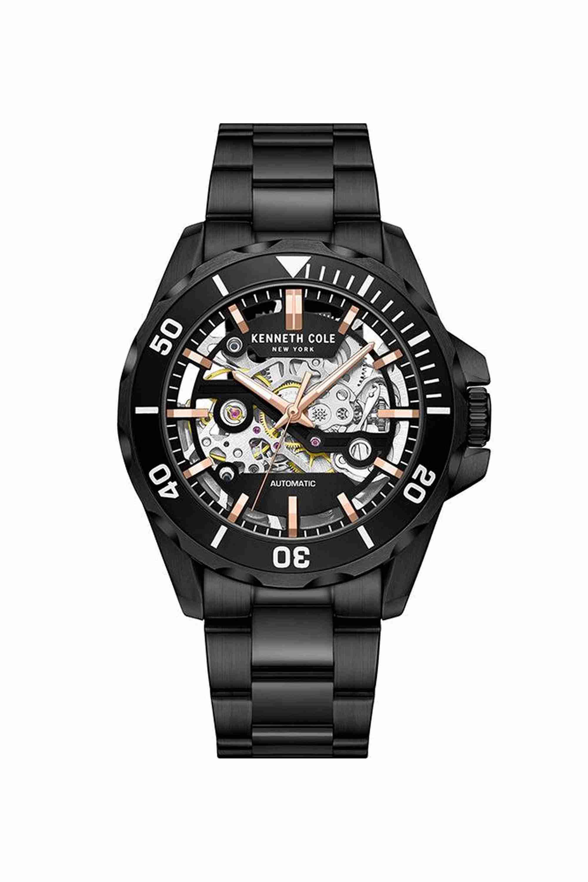 Mega Chief 43 mm Automatic Analogue Watch for Men - Black Dial with Black Stainless Steel Strap (KCWGY0046002MN)