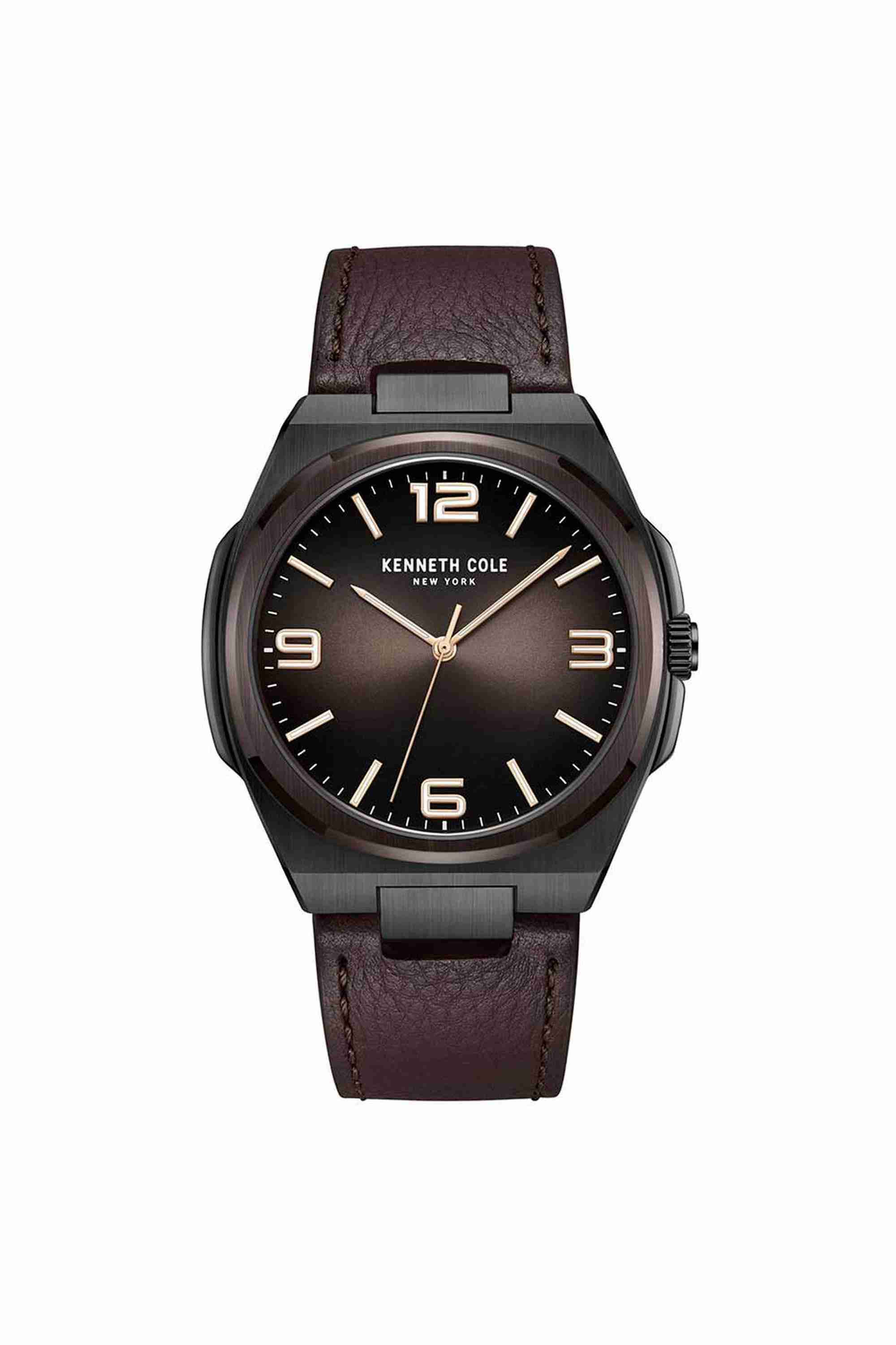 Modern Classic 44 mm Quartz Analogue Watch for Men - Brown Dial with Brown Leather Strap (KCWGA0015203MN)