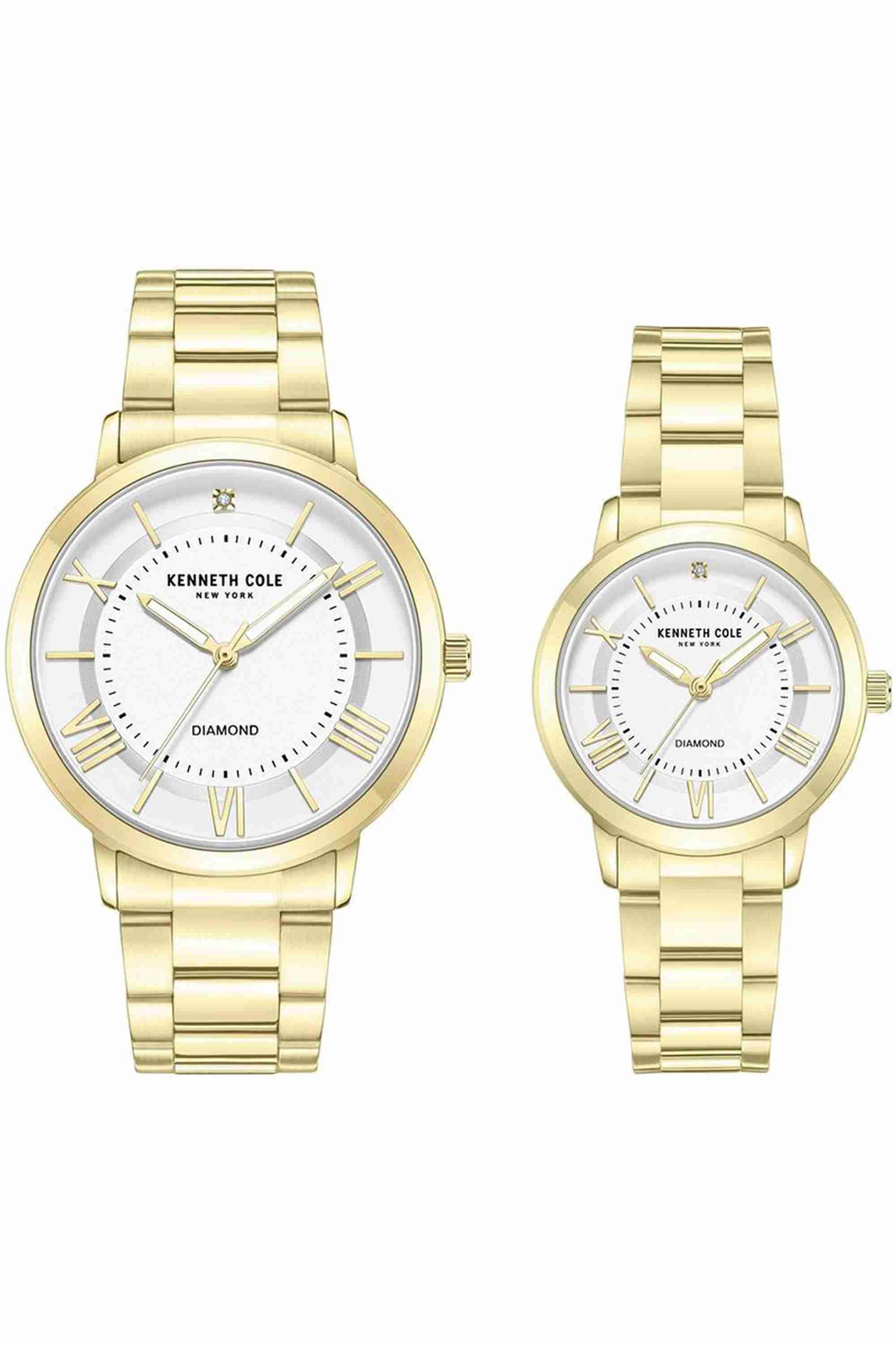 Mist 36 mm Quartz Analogue Watch for Couple - Gold Dial with Gold Stainless Steel Strap (NTKCWGG0049701GLPA)