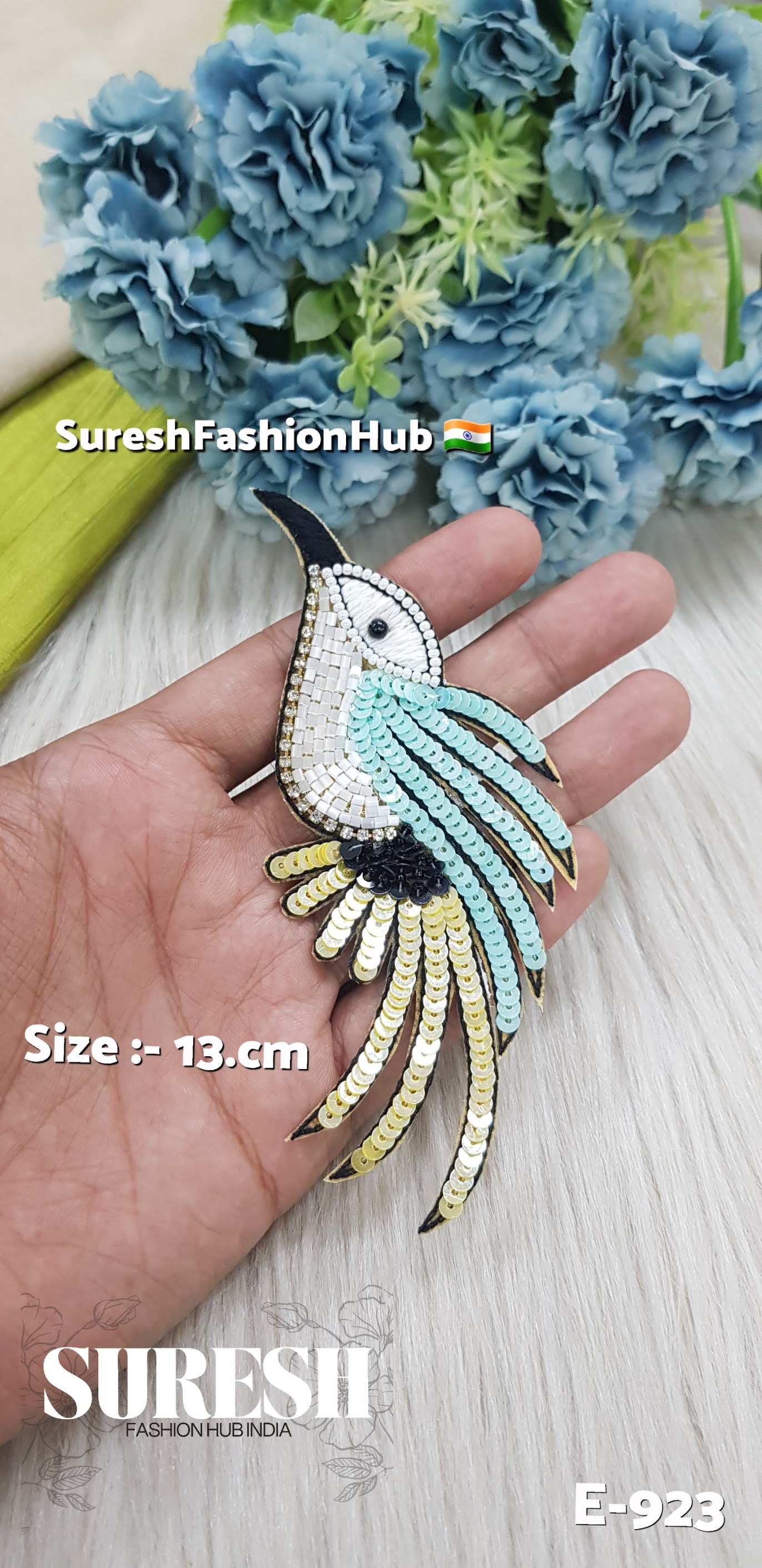 E-923 Light Seagreen Left Side Humming Bird Patch