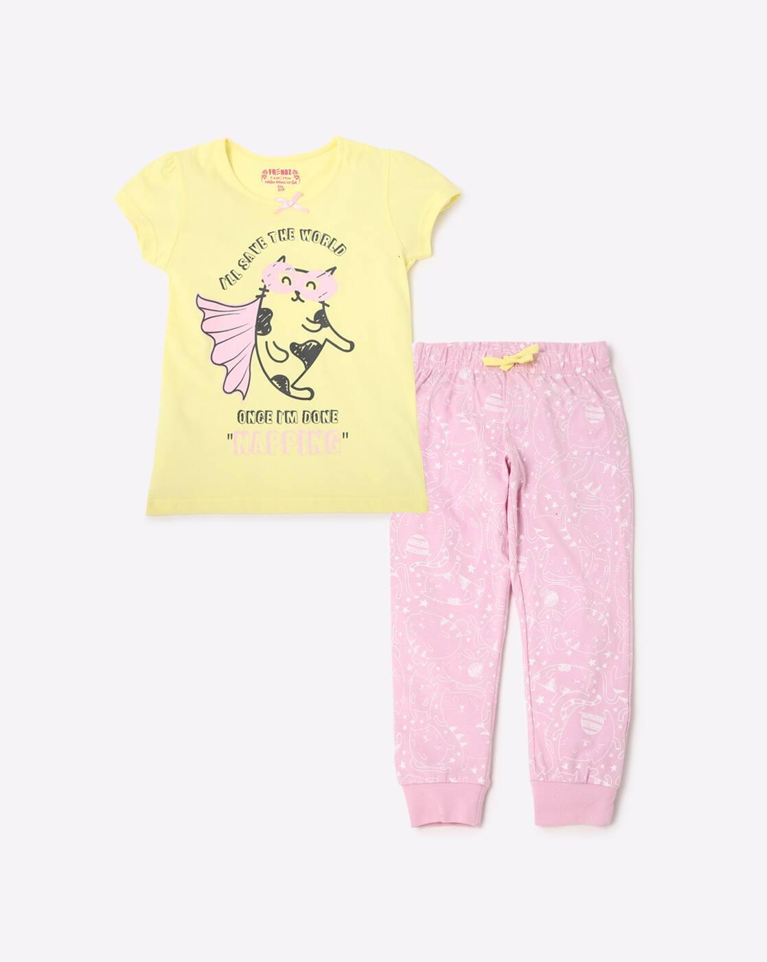 KG FRENDZ | Graphic Print T-shirt & Pyjamas|0