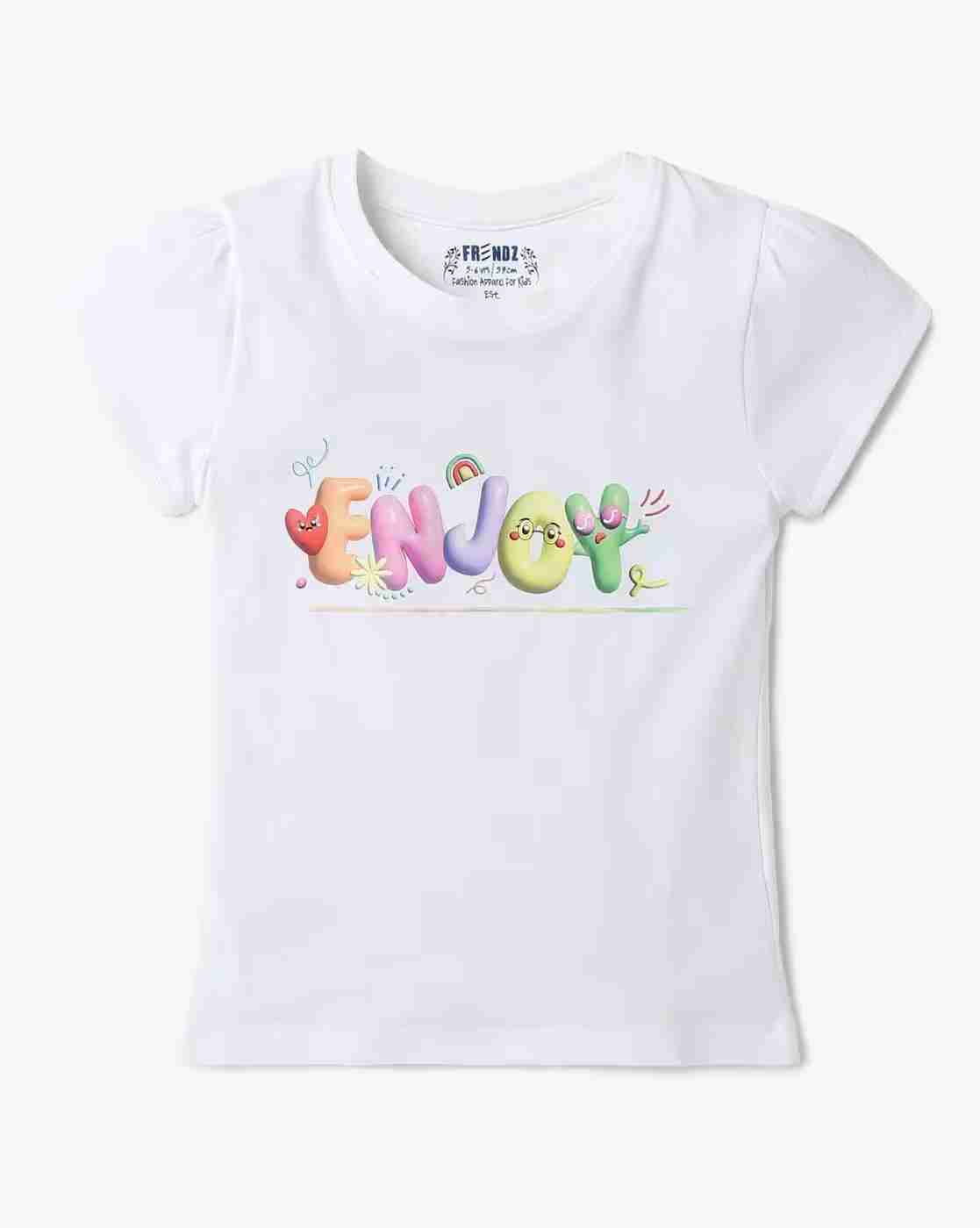 KG FRENDZ | Girls Graphic Print Crew-Neck T-Shirt|0