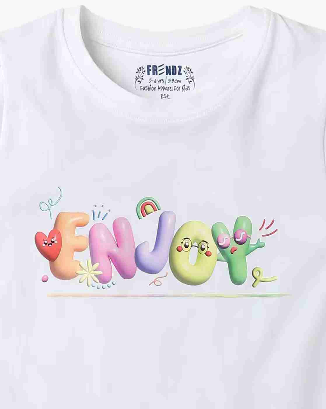 KG FRENDZ | Girls Graphic Print Crew-Neck T-Shirt|2