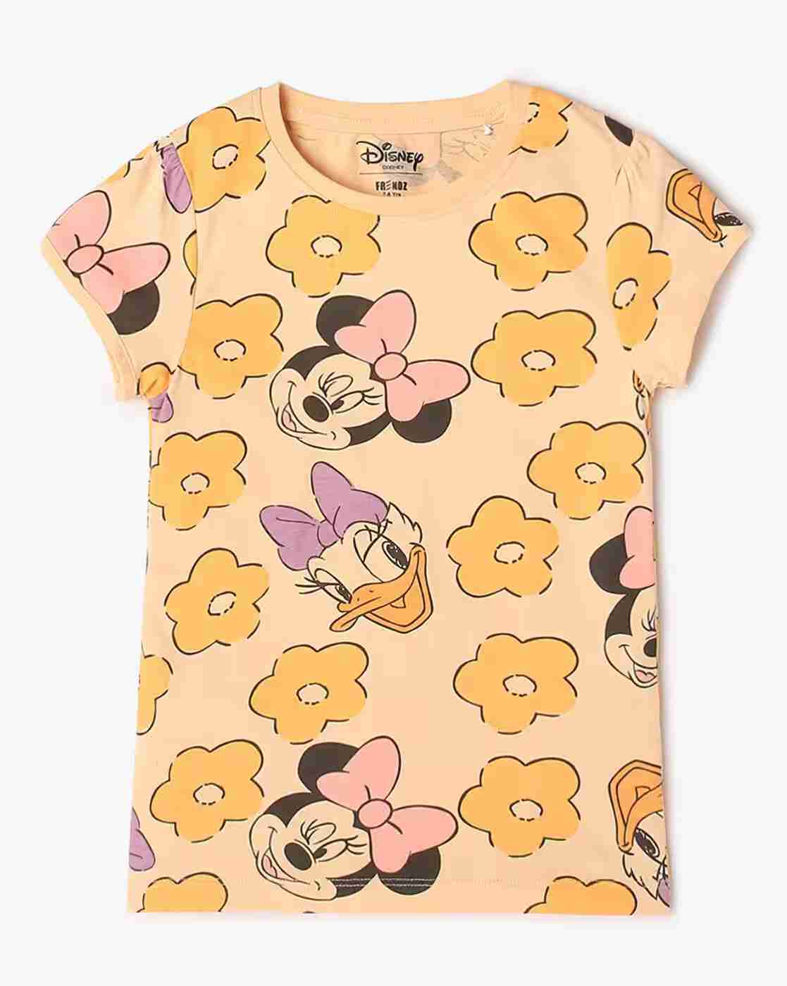 KG FRENDZ | Girls Mickey-Mouse Print Regular Fit Round-Neck T-Shirt|0