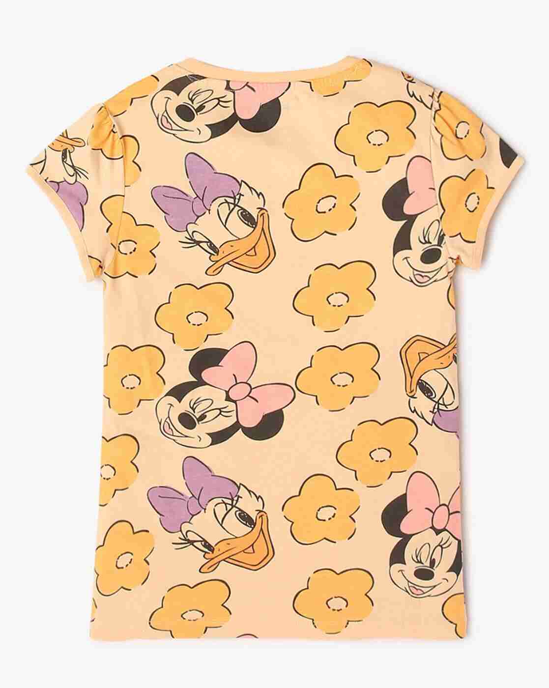 KG FRENDZ | Girls Mickey-Mouse Print Regular Fit Round-Neck T-Shirt|1