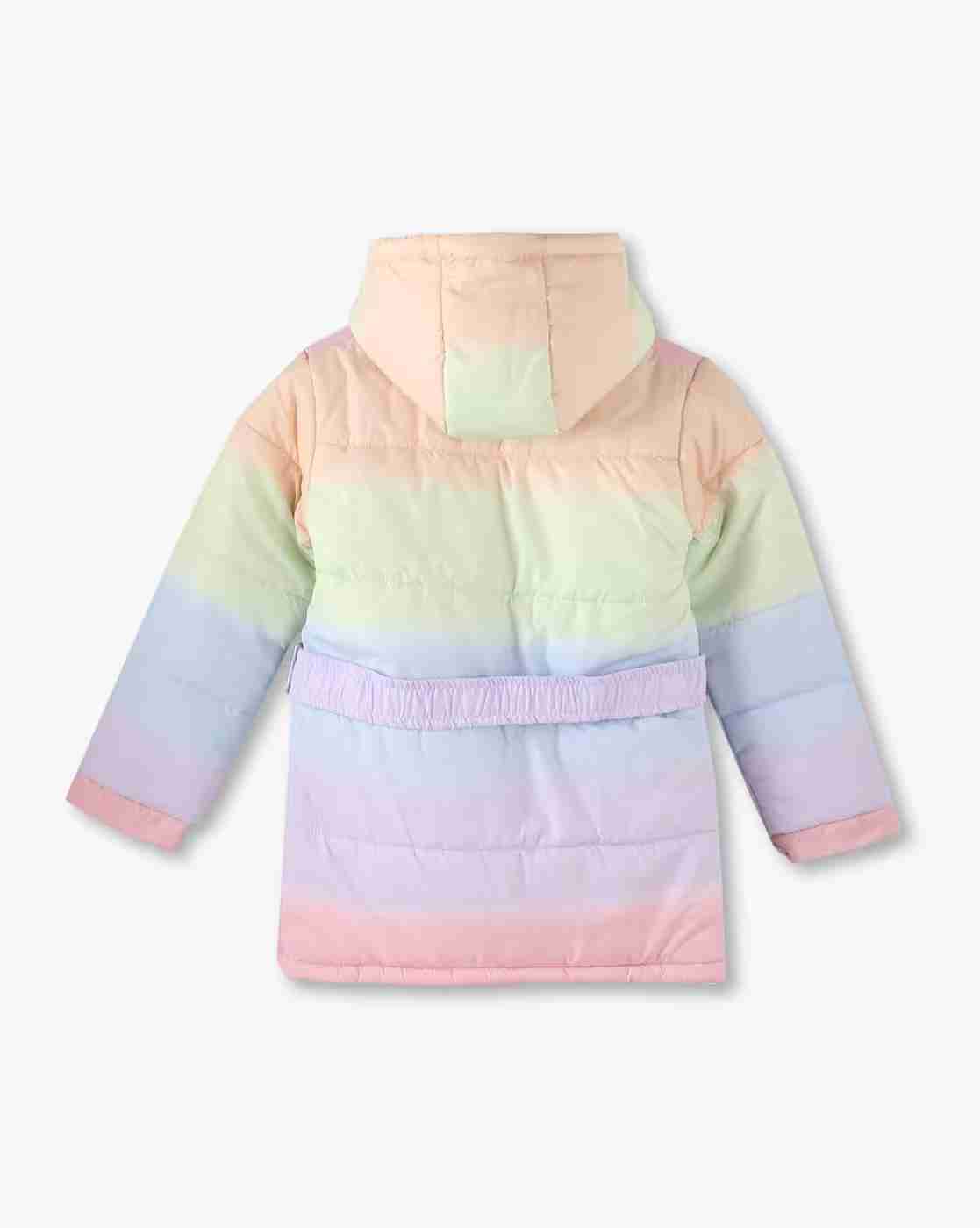 KG FRENDZ | Girls Colourblock Regular Fit Puffer Jacket with Belt|1