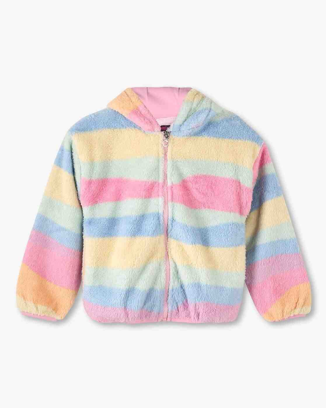KG FRENDZ | Girls Striped Regular Fit Zip-Front Hoodie|0