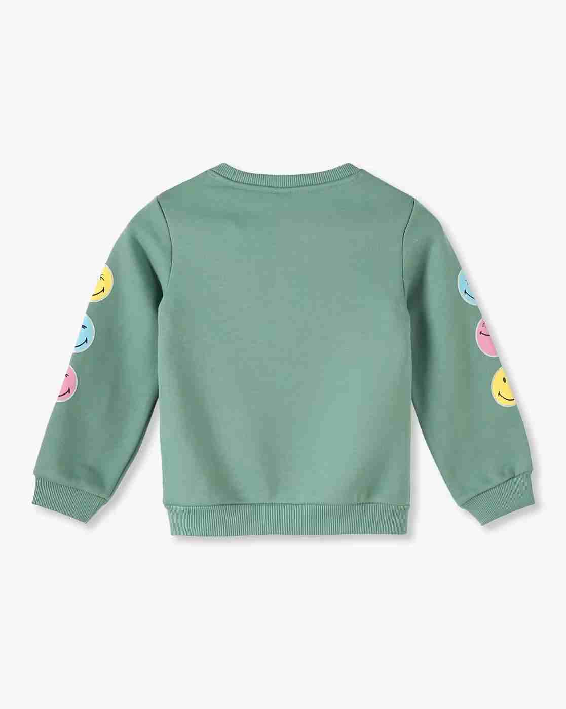 KG FRENDZ | Girls Smiley Print Regular Fit Round-Neck Sweatshirt|1