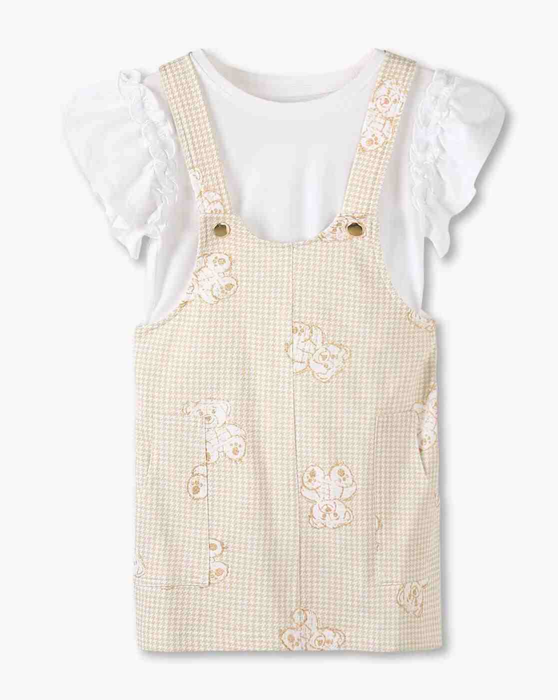 KG FRENDZ | Girls All-Over Print Dungaree with T-Shirt|0