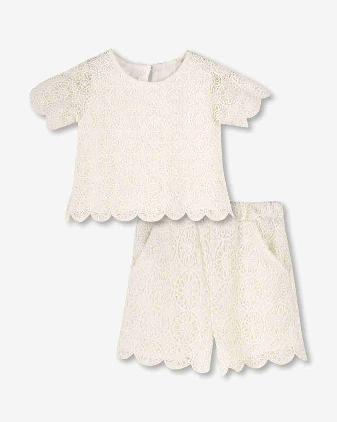 KG FRENDZ | Girls Lace Slim Fit Top with Shorts|0