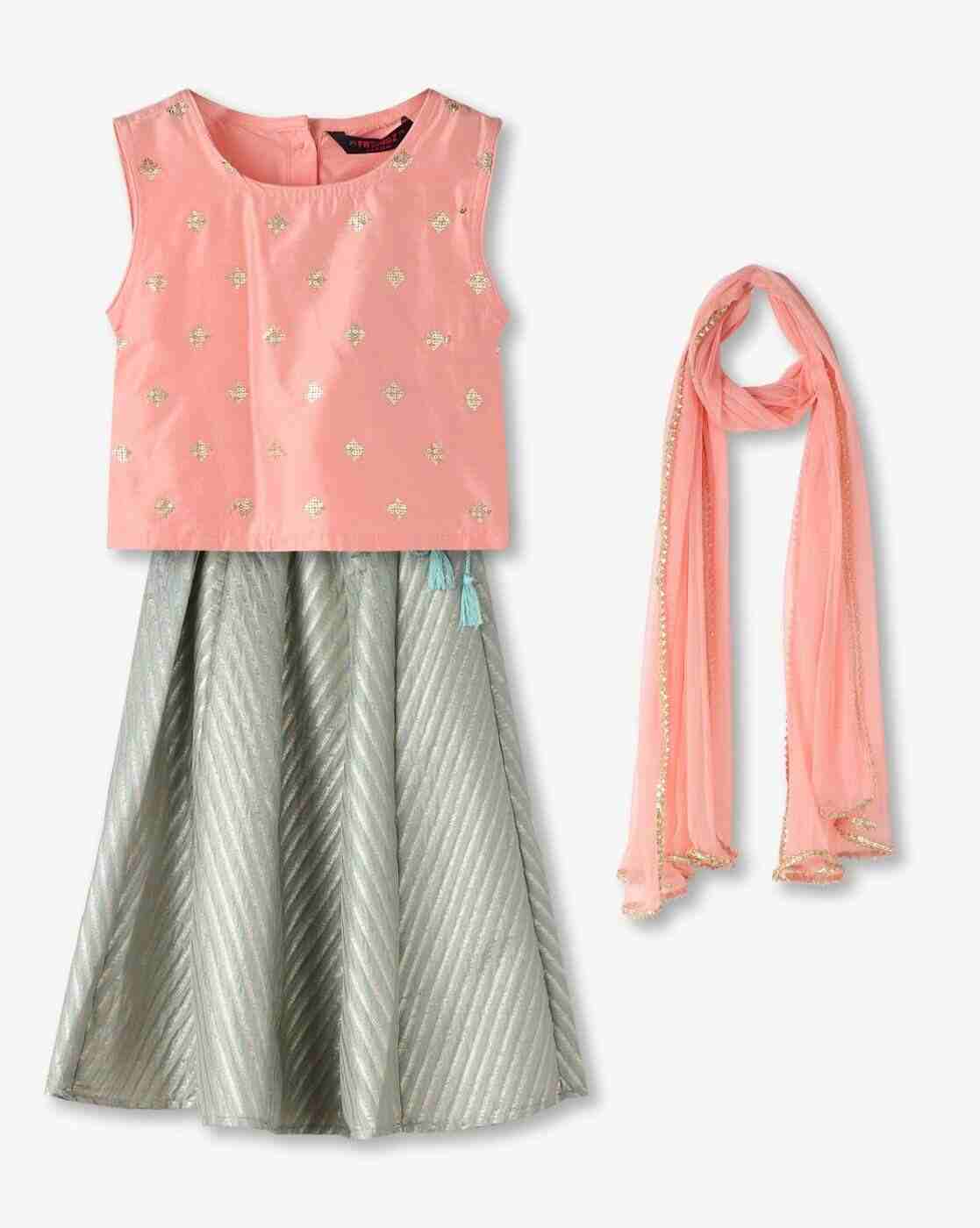 KG FRENDZ | Girls Embellished Lehenga Choli with Dupatta Set|0