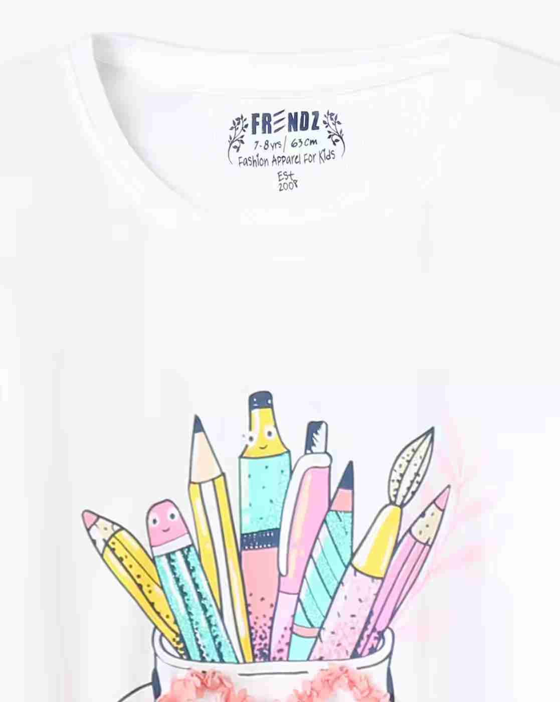 KG FRENDZ | Girls Graphic Print Regular Fit Round-Neck T-Shirt|2