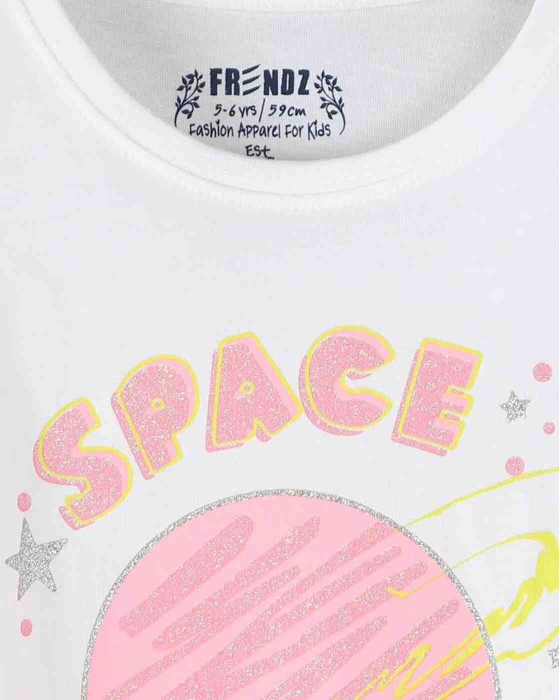 KG FRENDZ | Girls Printed Regular Fit Round-Neck T-Shirt|2