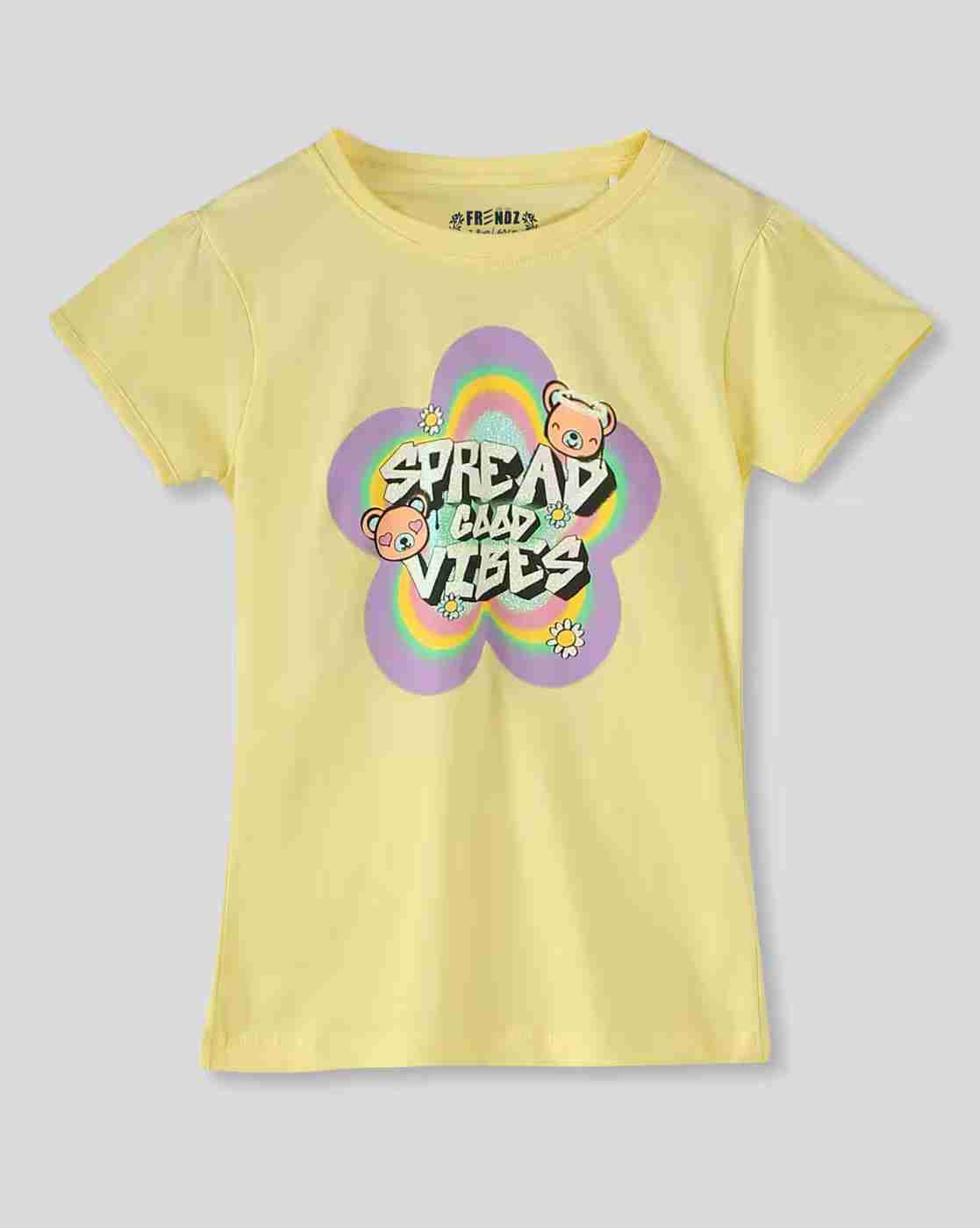 KG FRENDZ | Girls Graphic Print Round-Neck T-Shirt|0
