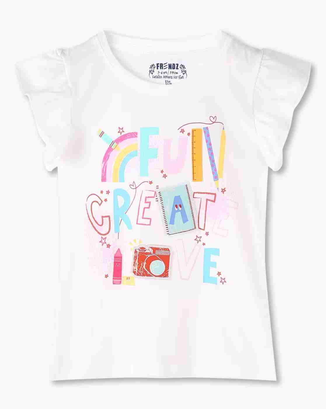KG FRENDZ | Girls Graphic Print Regular Fit Top|0