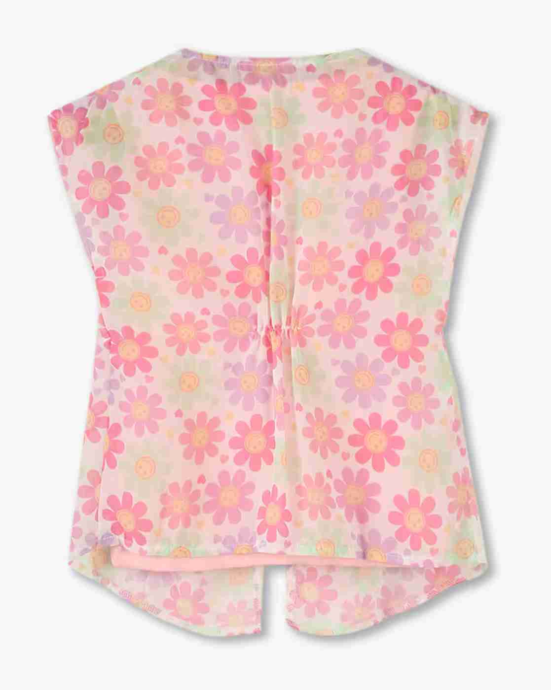 KG FRENDZ | Girls Floral Print Slim Fit Twofer T-Shirt|1