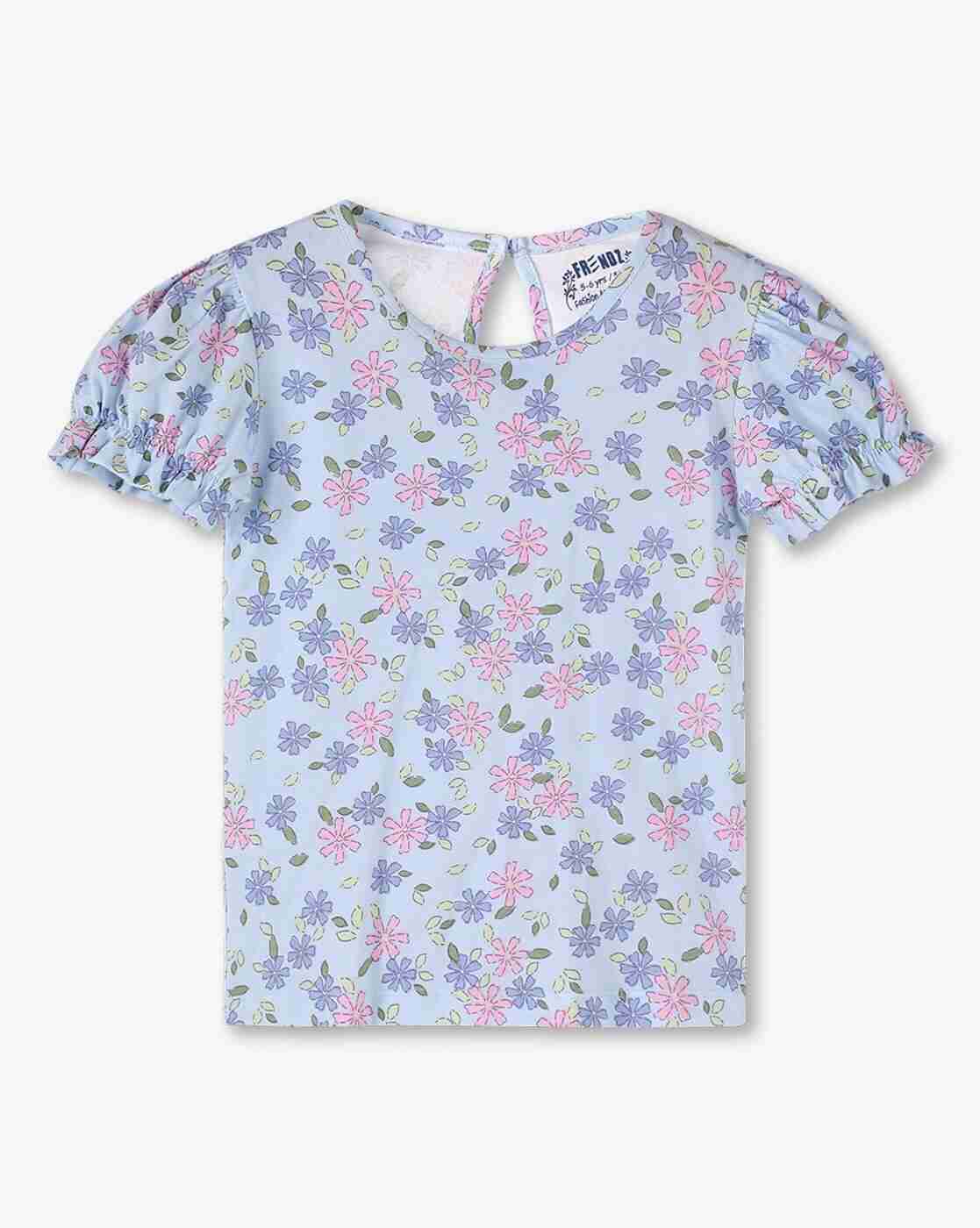 KG FRENDZ | Girls Floral Print T-Shirt & Dungarees Set|1