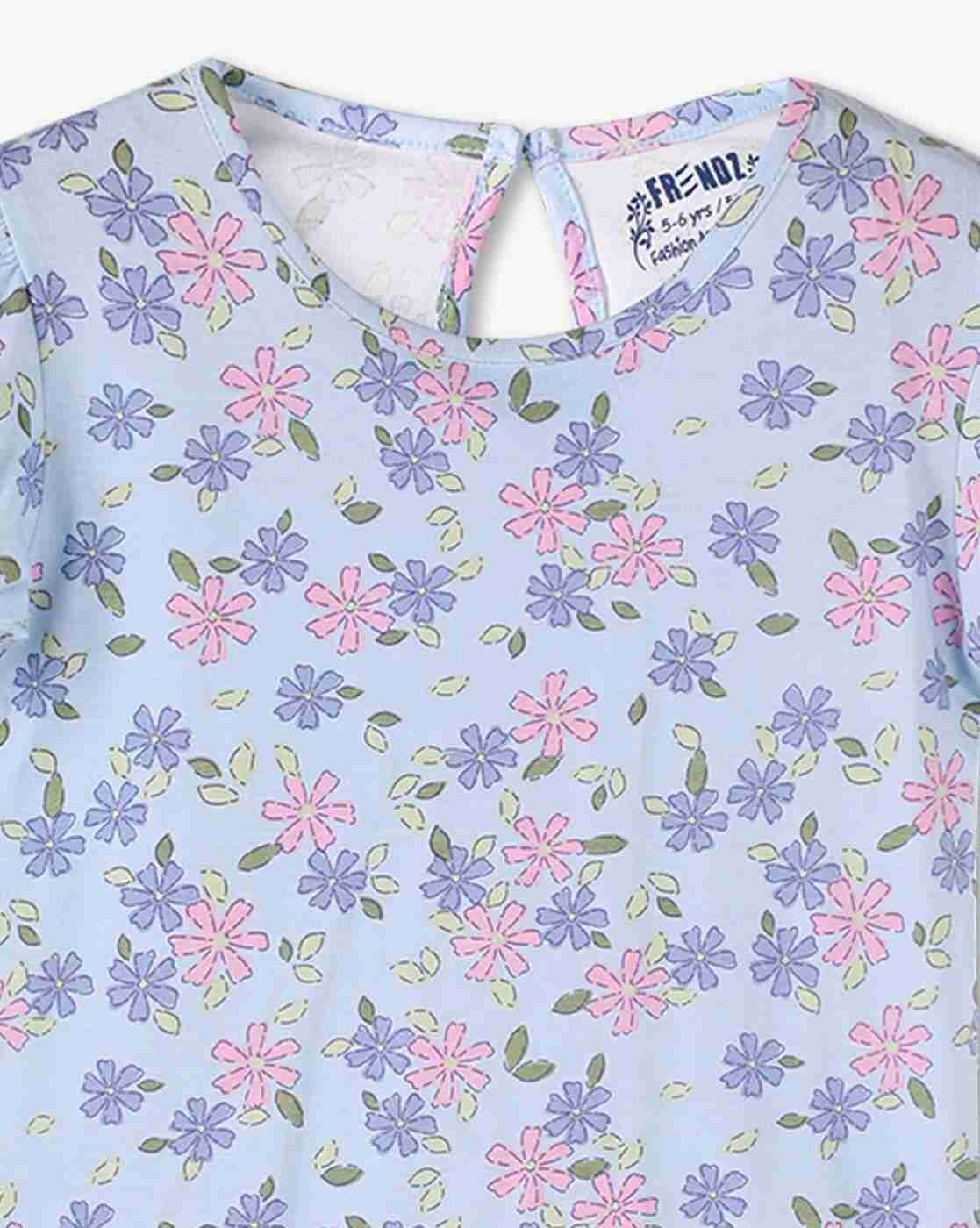 KG FRENDZ | Girls Floral Print T-Shirt & Dungarees Set|5