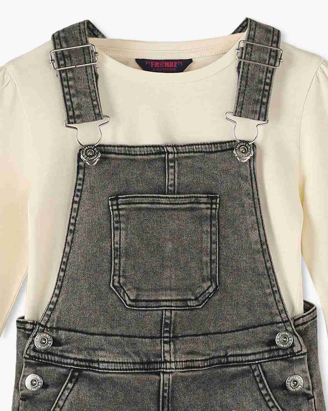 KG FRENDZ | Girls Washed Denim Dungaree Set|5