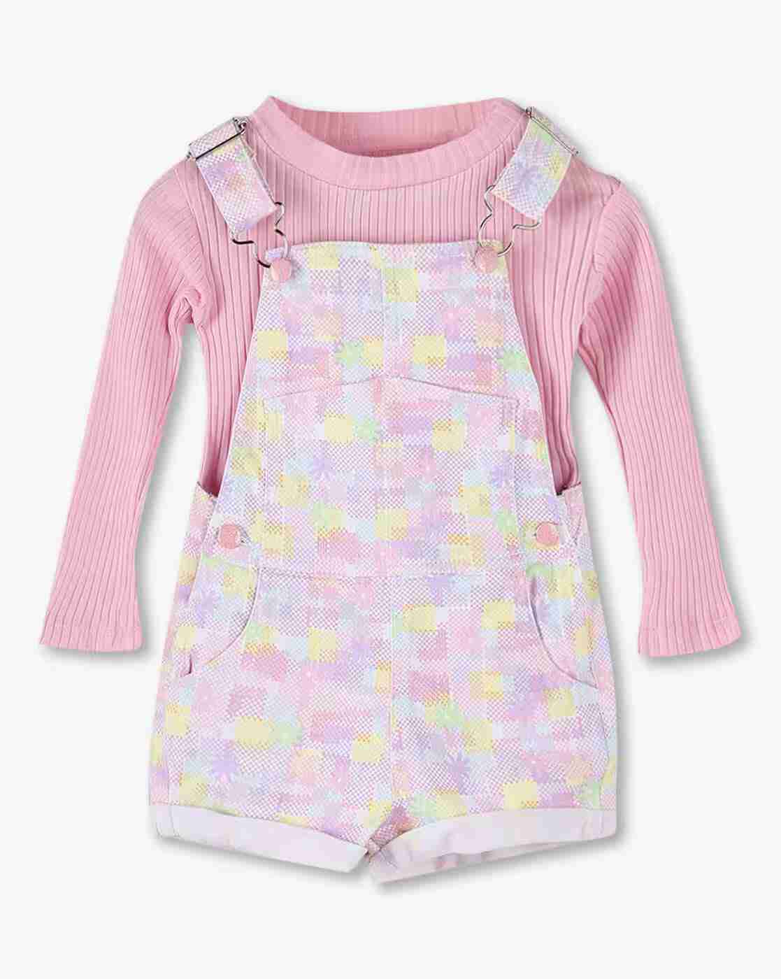 KG FRENDZ | Girls Geometric Print Dungarees with Top|0
