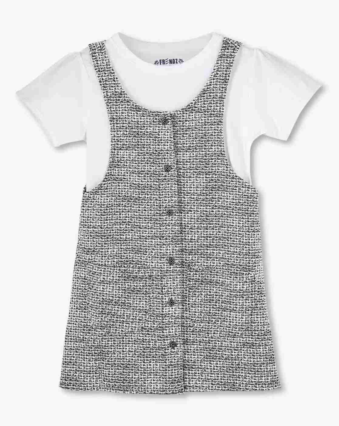 KG FRENDZ | Girls A-Line Dress & T-Shirt Set|0