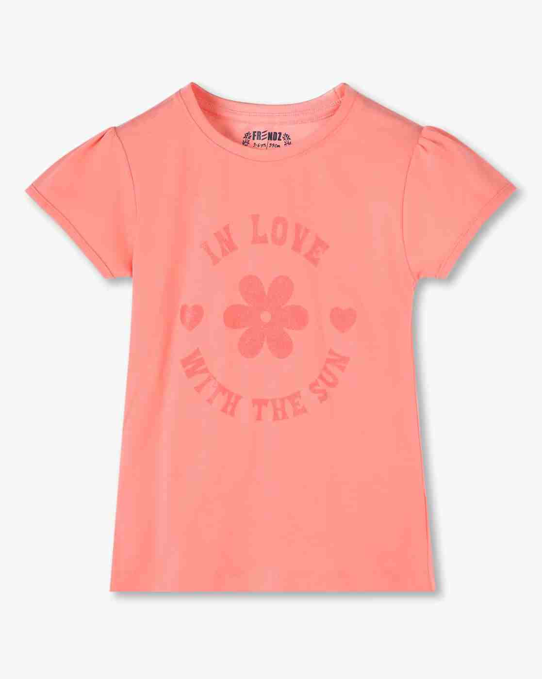 KG FRENDZ | Girls Glitter Topographic Print Crew-Neck T-Shirt|0