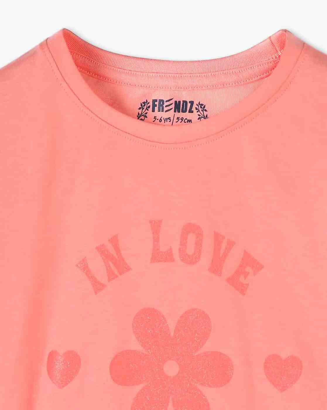 KG FRENDZ | Girls Glitter Topographic Print Crew-Neck T-Shirt|2