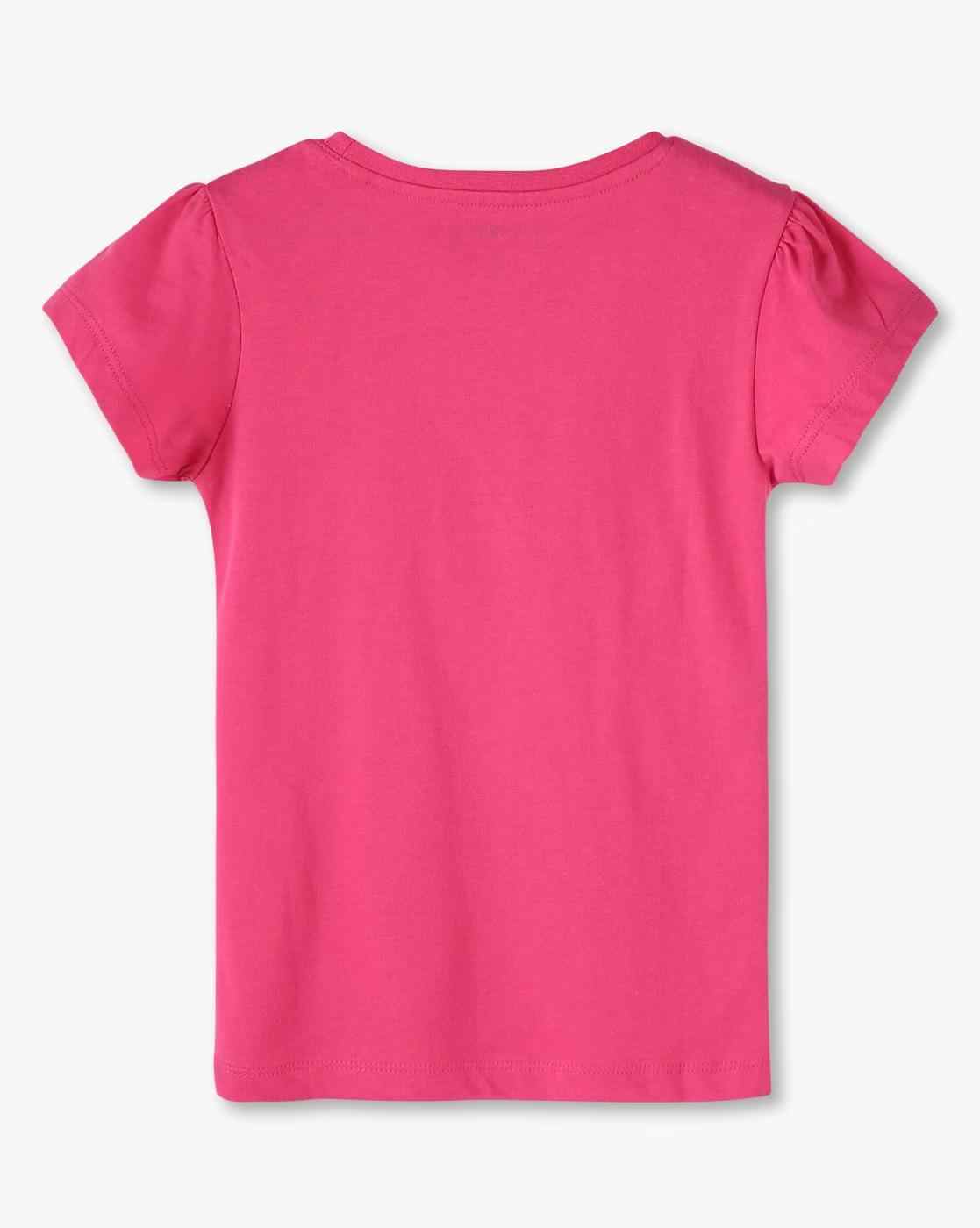 KG FRENDZ | Girls Embroidered Slim Fit Round-Neck T-Shirt|1