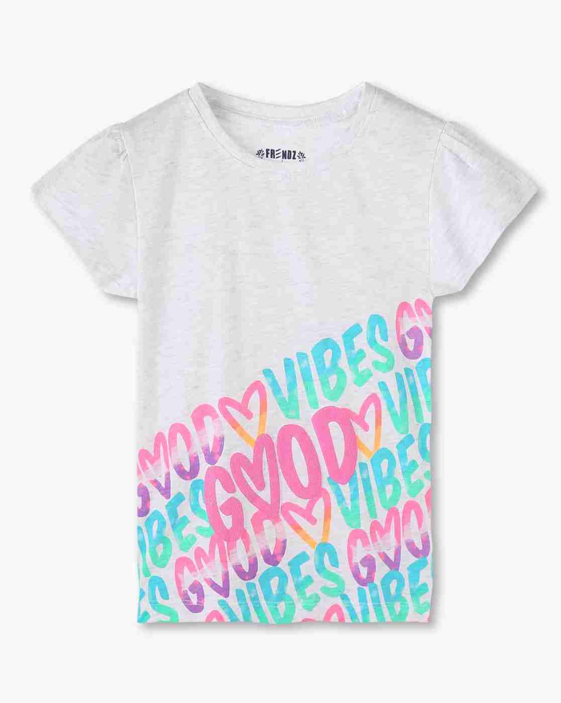 KG FRENDZ | Girls Typographic Print Crew-Neck T-Shirt|0