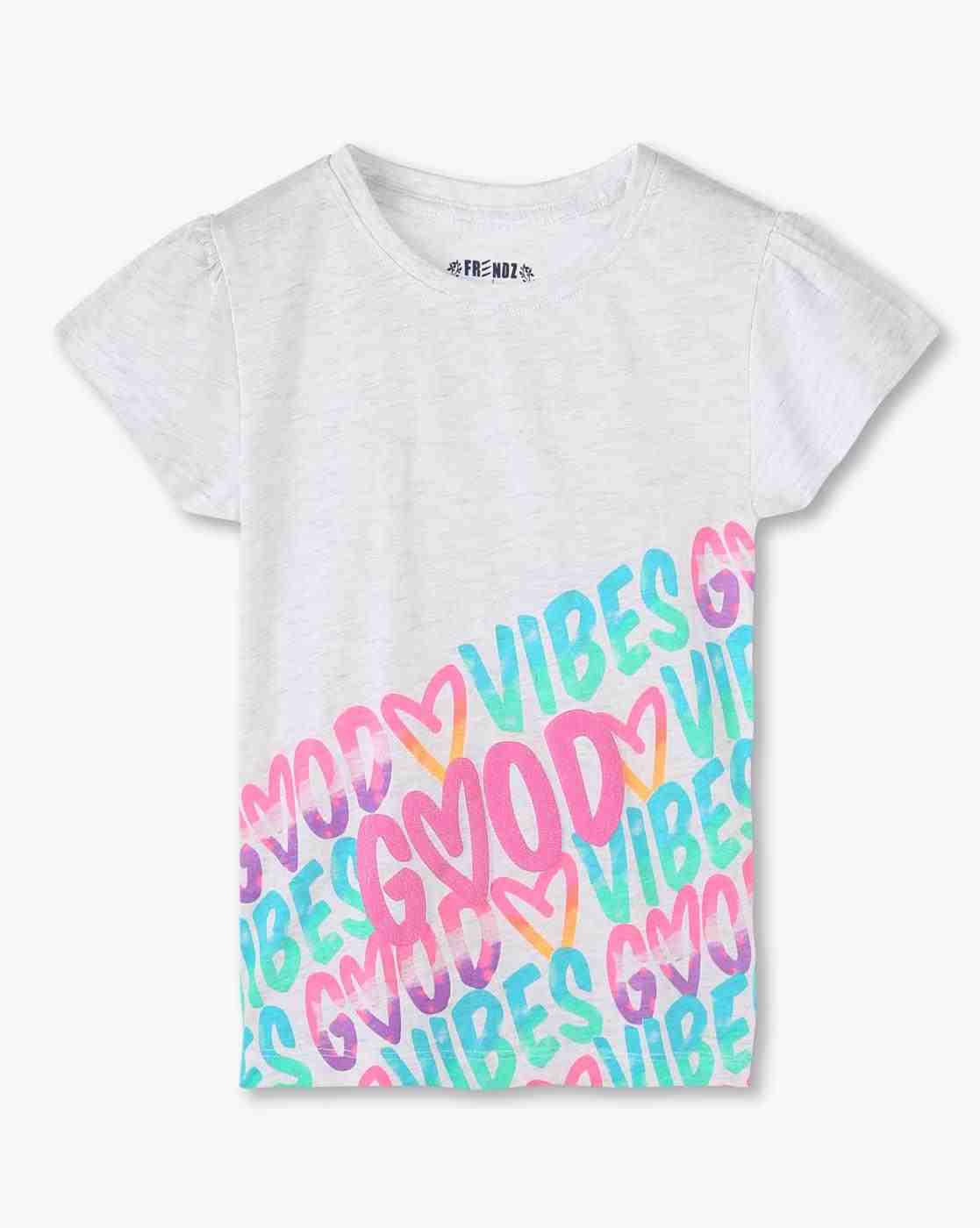 KG FRENDZ | Girls Typographic Print Crew-Neck T-Shirt|0