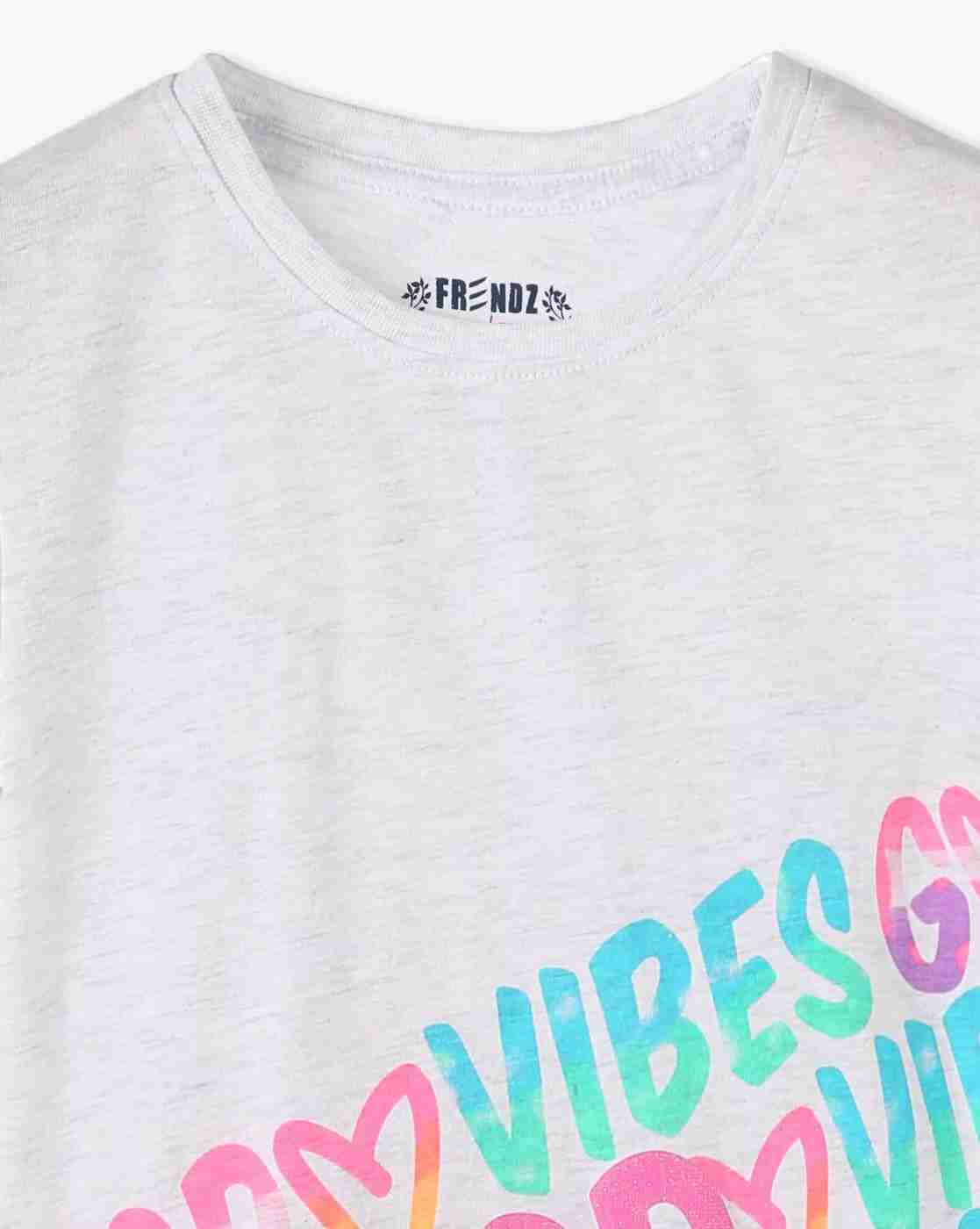KG FRENDZ | Girls Typographic Print Crew-Neck T-Shirt|2