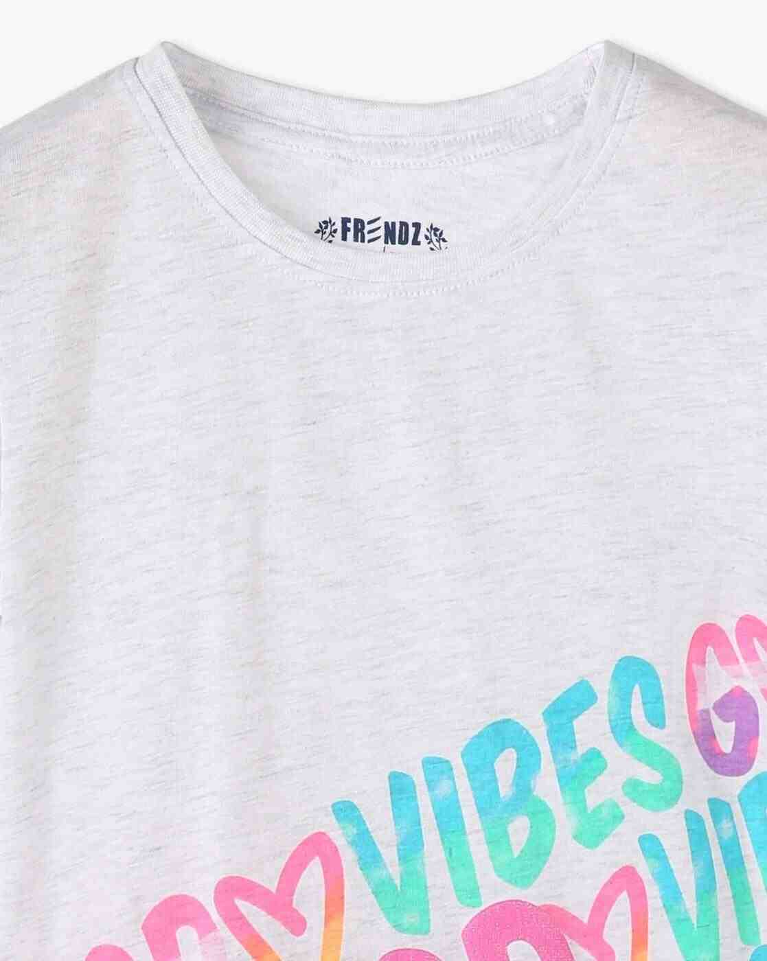 KG FRENDZ | Girls Typographic Print Crew-Neck T-Shirt|2