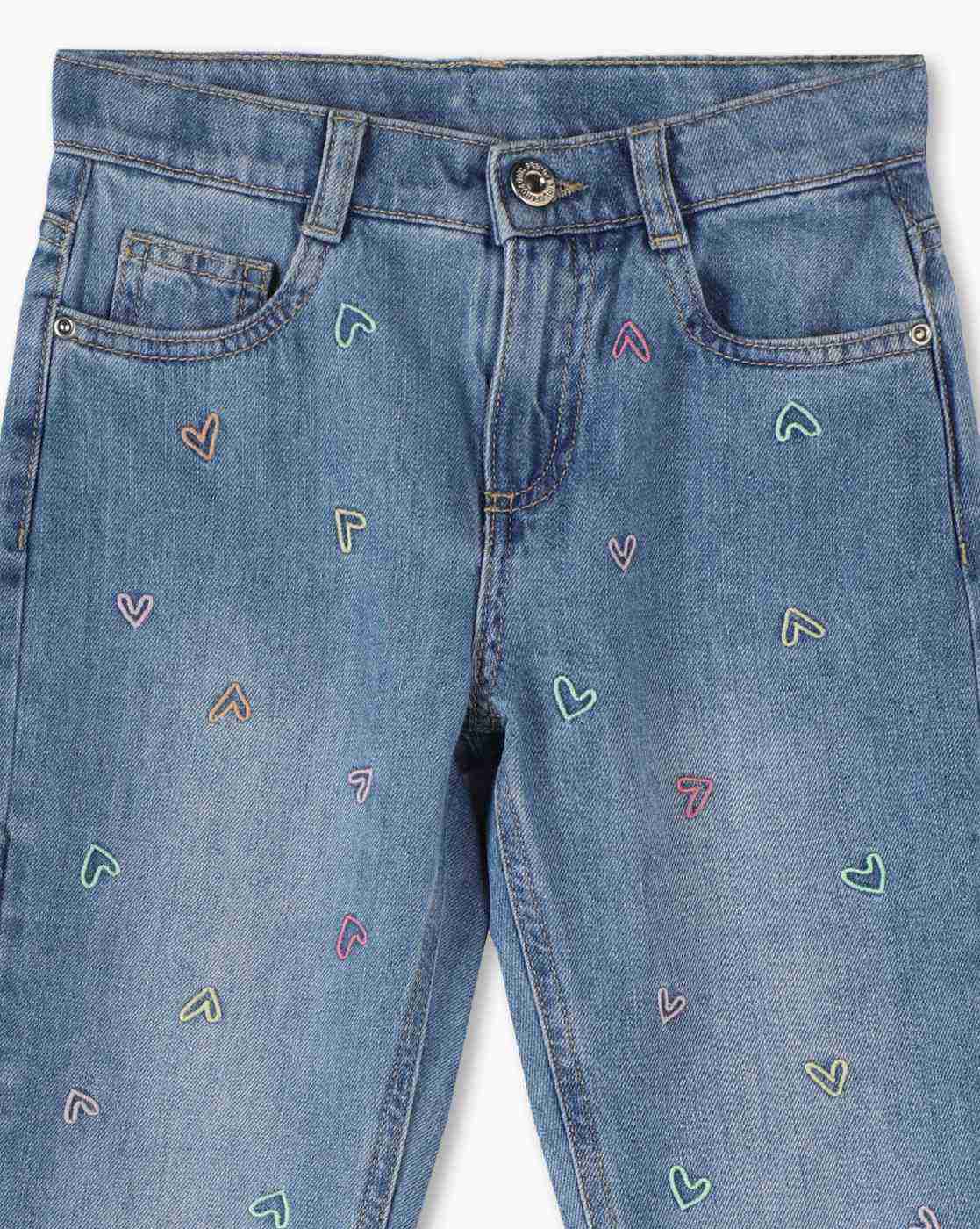 KG FRENDZ | Girls Mom Fit Cotton Jeans with Embroidery|2